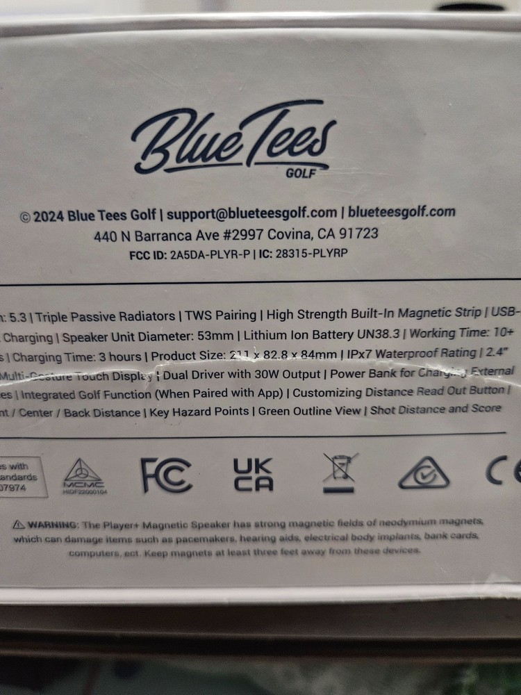 Blue Tees 2024 GPS Golf Player+ Magnetic Wireless Bluetooth Speaker