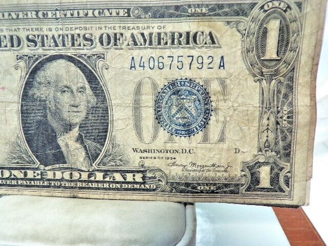 1934 $1 Silver Certificate Funny Back Note Blue Seal Banknote