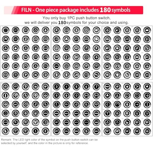 2-Pack 19mm LED Latching Push Button Switch, 12V-24V Black shell-Latching Red