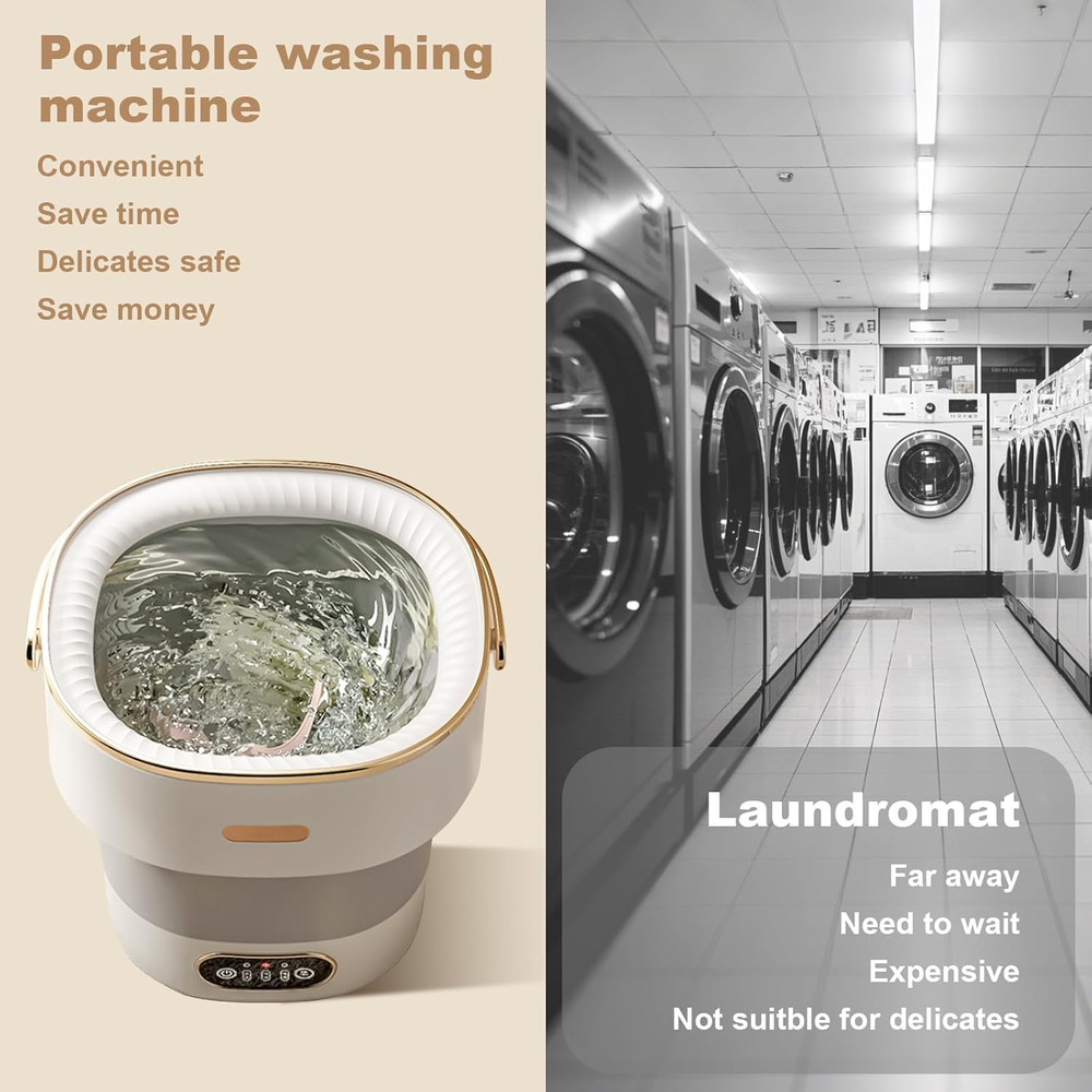13L Portable Fully Automatic Washing Machine, Foldable Compact Washer with 3 Cle