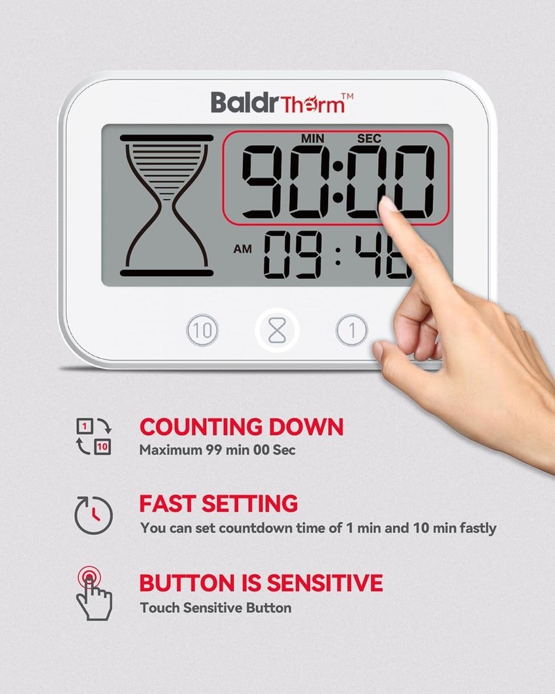 Baldrtherm Digital Timer, Works as a Countdown Timer, Real-time Clock Hygrometer