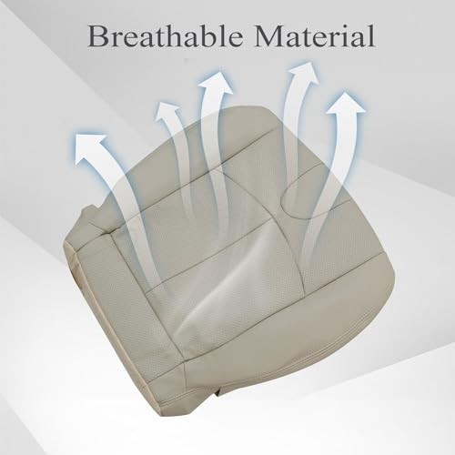 Driver Side Bottom Perforated Leather Seat Cover Tan #C Compatible with