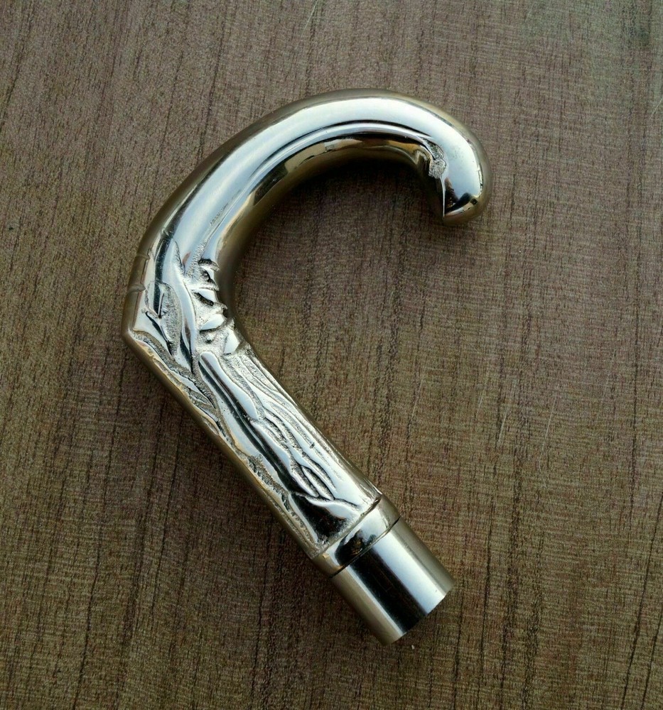 Vintage Solid Brass SILVER Head Cane Handle for Walking Stick handmade design