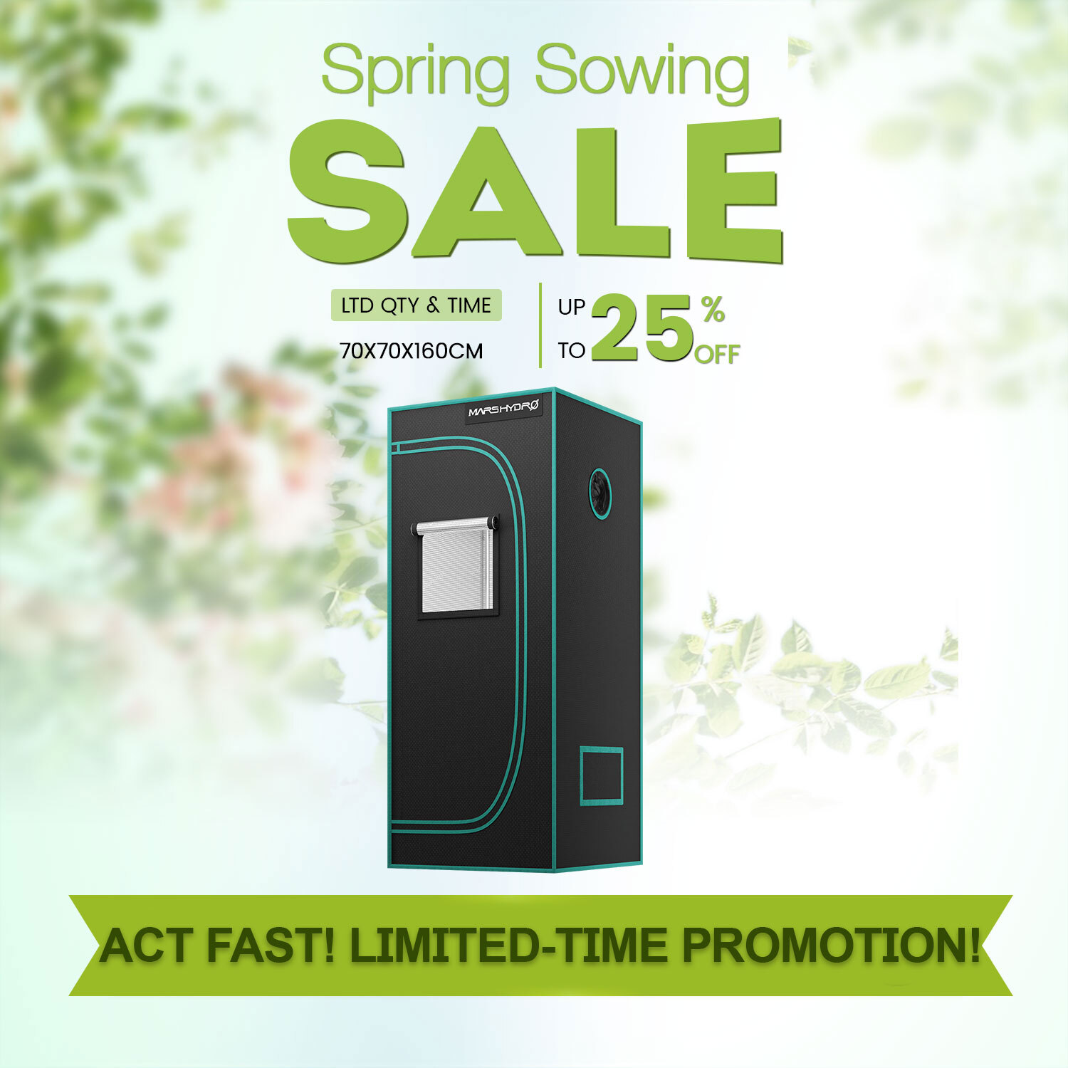 Mars Hydro 2.3'x2.3'x5.3' Indoor Grow Tent Room Box For Indoor Plant Home Veg