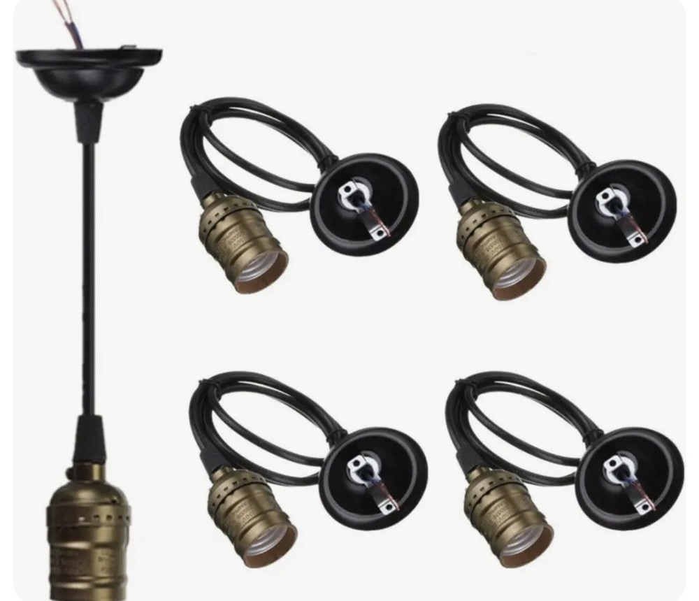 4-Pack Pendant Light Cord, HESSION Industrial Edison Copper - E