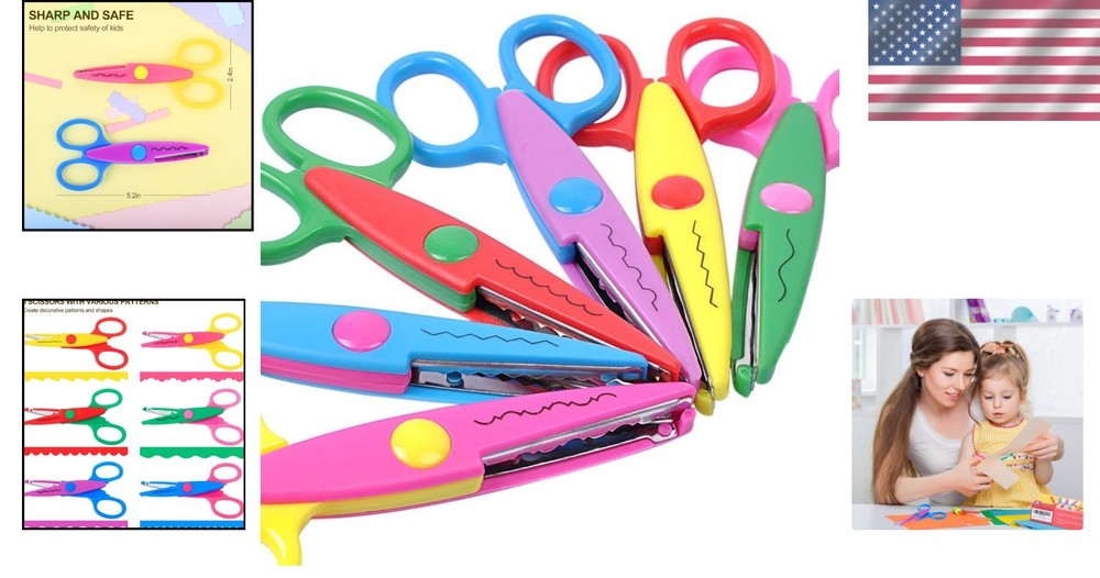 Multi-Color 6 Pack Decorative Craft Scissors - Perfect for Scrapbooking