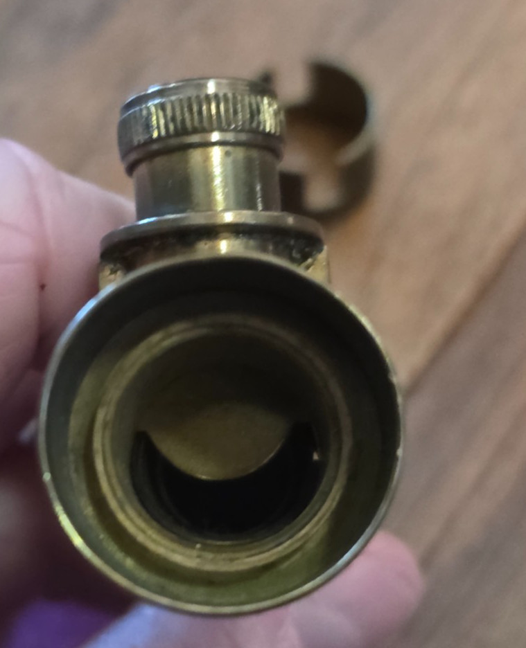 Vintage Solid Brass Irish Bag Shot Black Powder Flask Spout Muzzleloading