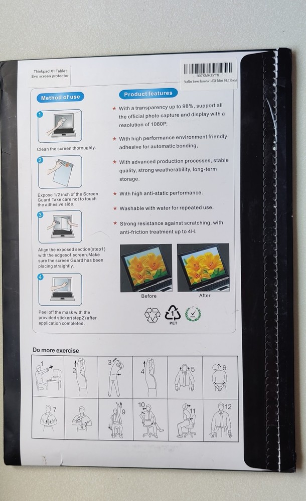 ThinkPad X1 Tablet Gen 3 Screen Protector – HD Clear, Bubble-Free, Easy Install