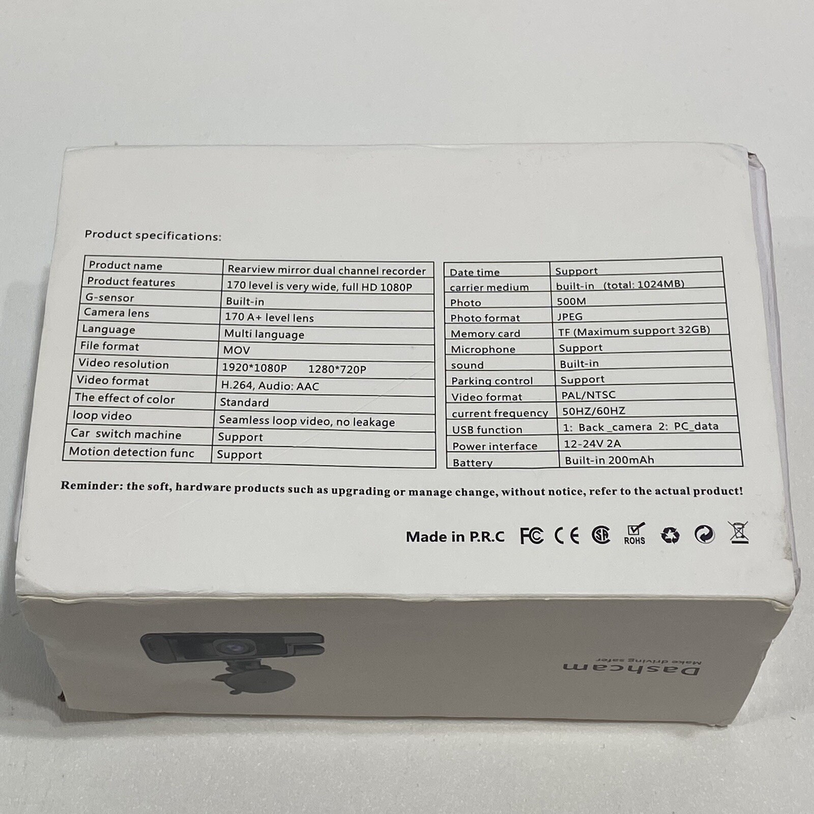 NEW 3 Channel Dash Cam Front and Rear Inside 170 Degree Wide Angle 1080P Full HD