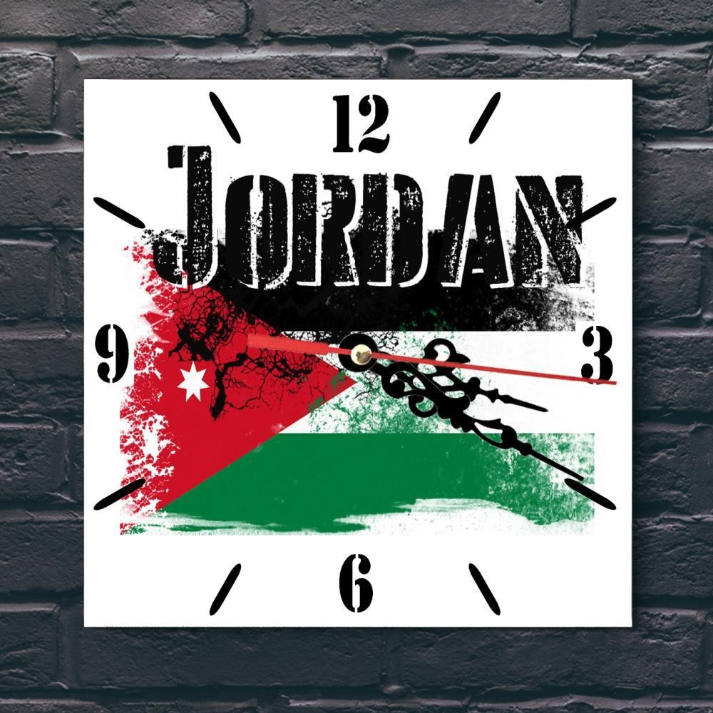 Jordan Flag Wall clock patriots CERAMIC Tile Watch Support Décor