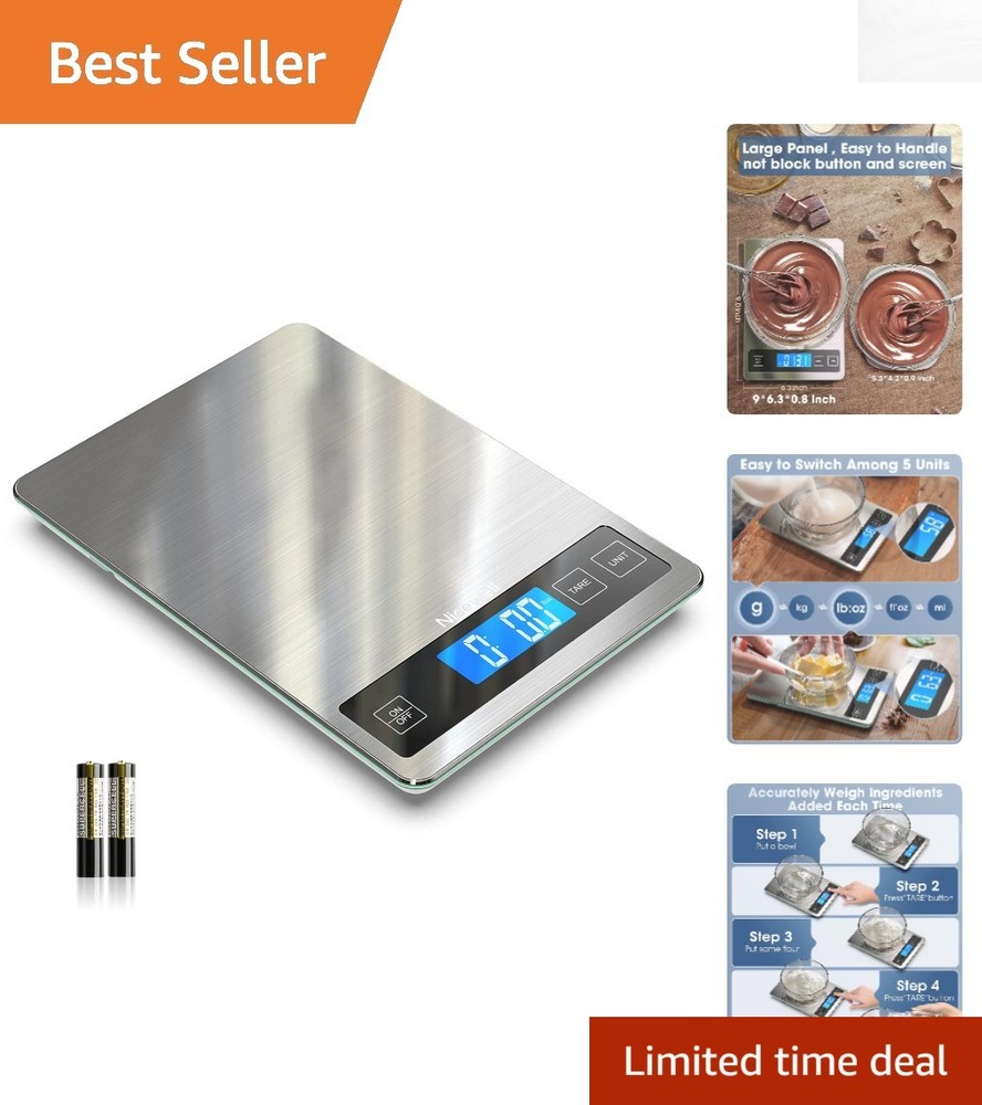 22lb Digital Kitchen Scale - Precise 1g/0.1oz Graduation for Cooking & Baking