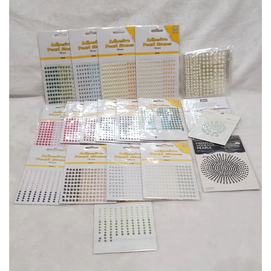 Adhesive Pearl Stones 17 pack Crafters BUNDLE