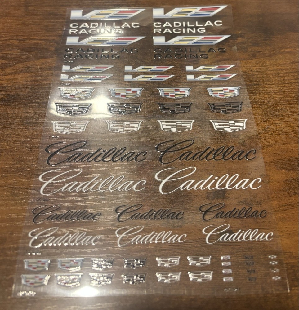 Cadillac Racing Logos Transfer Decal sheet