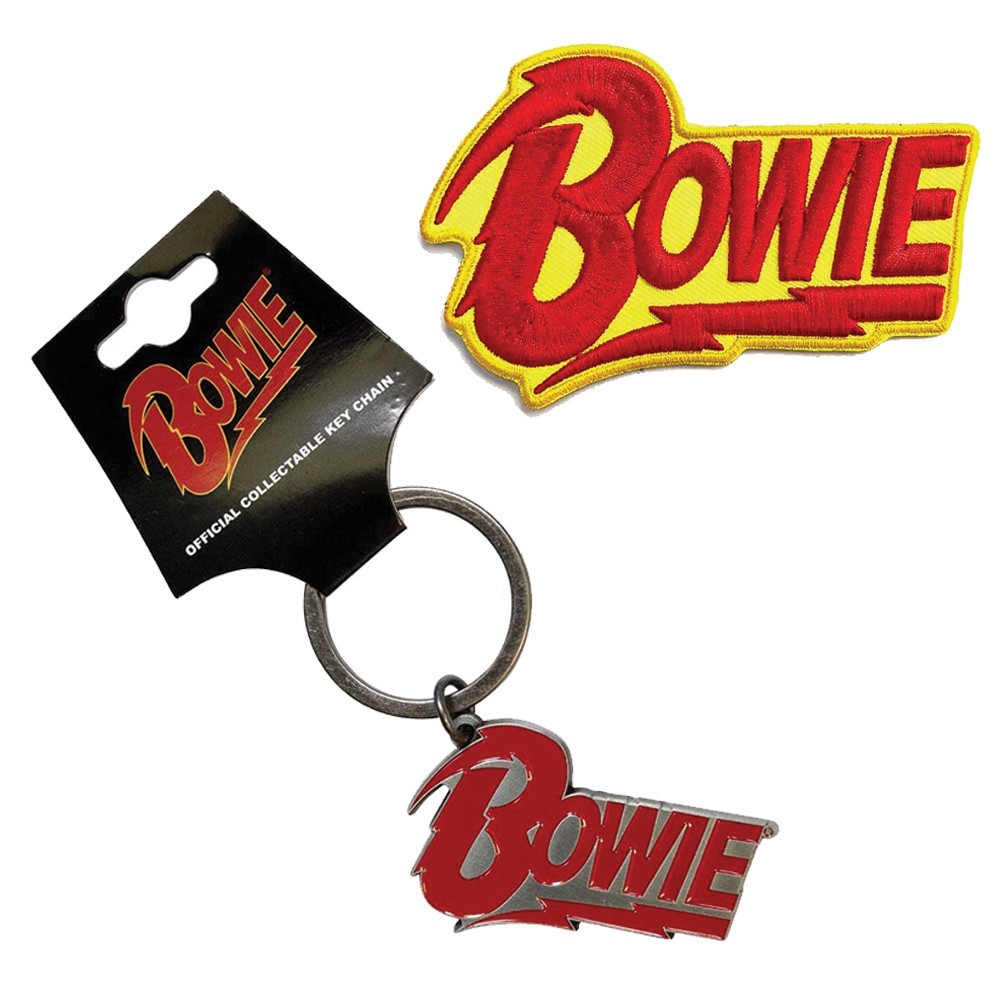 David Bowie Keychain & Patch Bundle – Official Rock Music Memorabilia Set