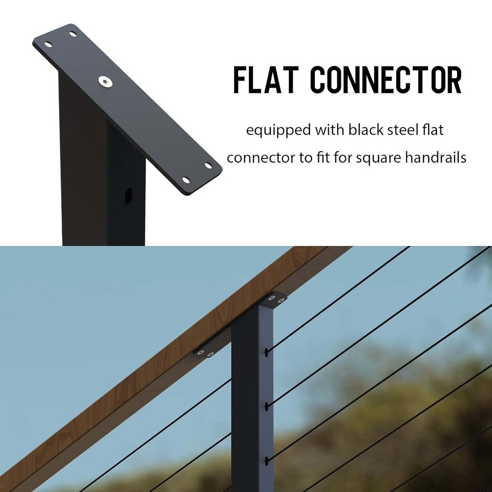 Dawn Railing Cable Railing Post 36”x2”x2” Steel 33 Degree Square End Post
