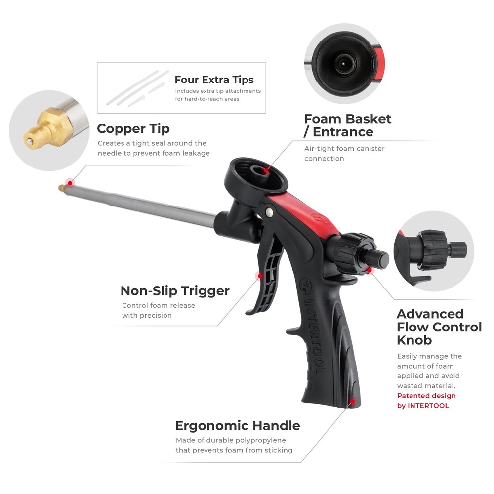 INTERTOOL Expanding Spray Foam Insulation Gun Sealant Applicator PT08-0608