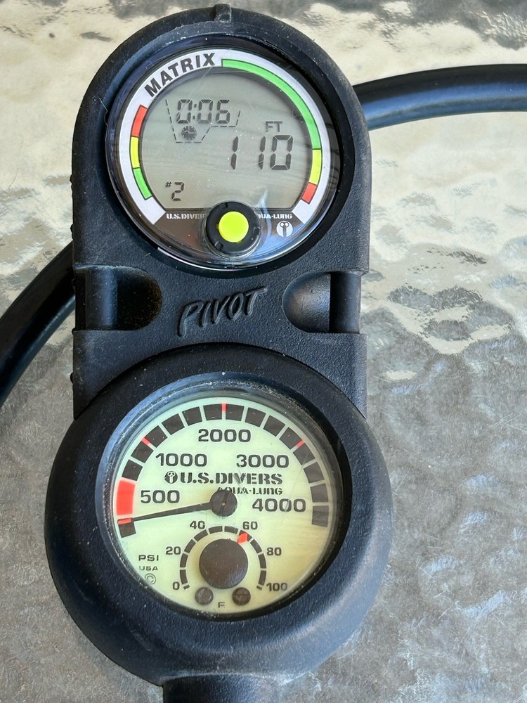 U.S. DIVERS Aqua Lung Matrix Pivot Gauge Console SCUBA DIVING COMPUTER *Working*