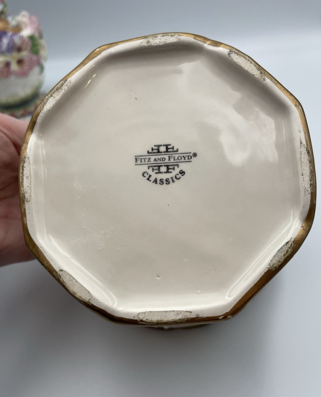 Fitz & Floyd Halcyon Bunny Teapot Sugar Jar Planter Set Easter Spring Floral