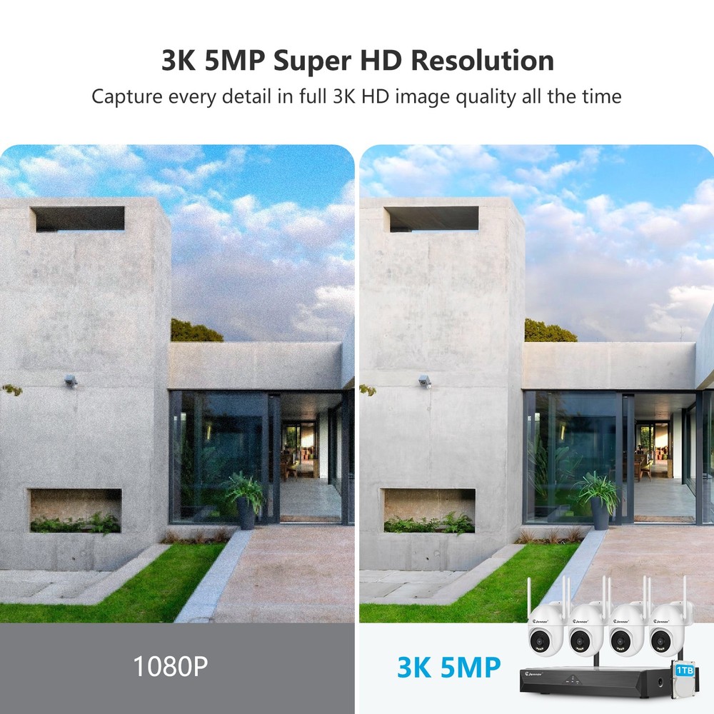 5MP Wireless Home Security Camera System 10CH NVR Two Way Audio Human Detection