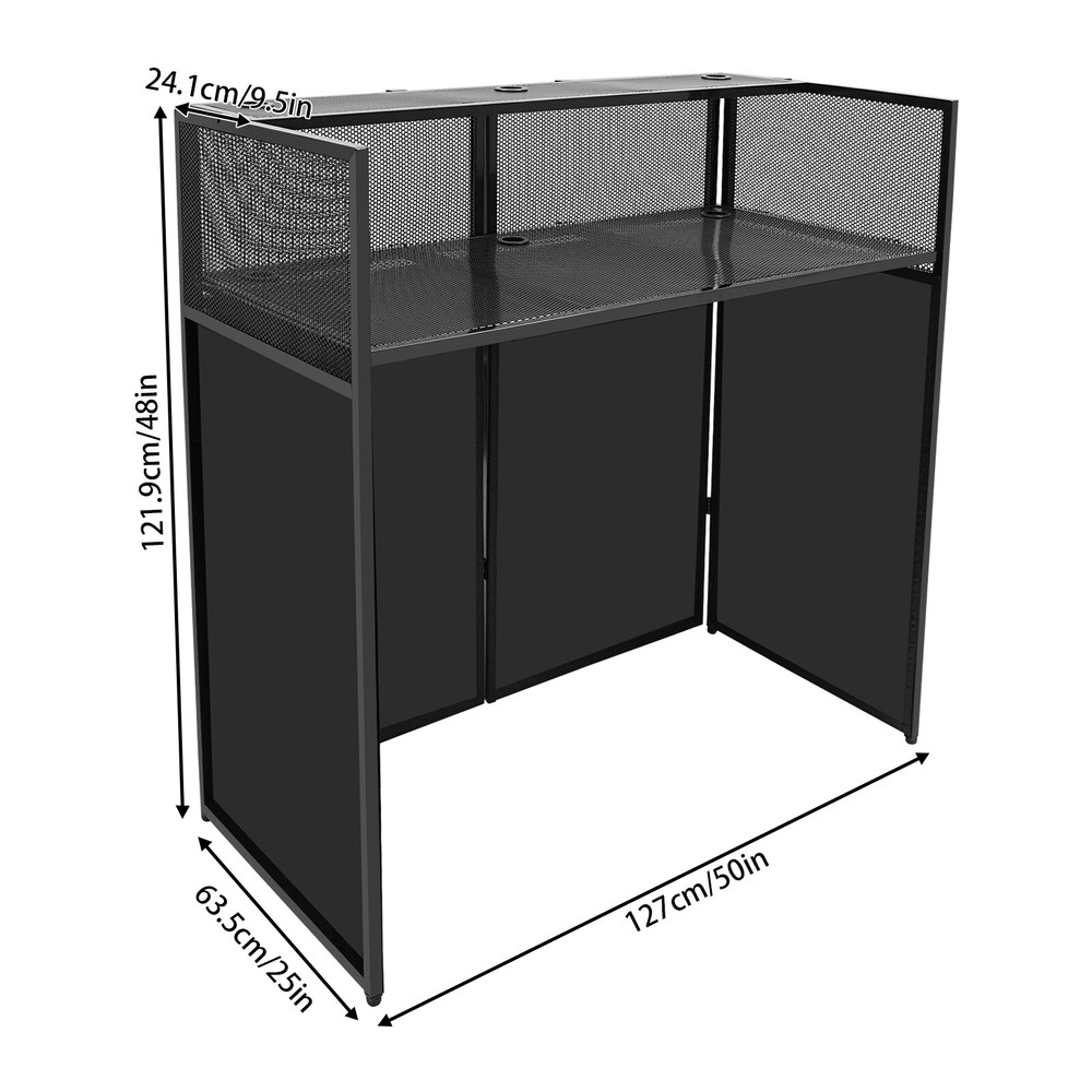 Rolling DJ Display Stand, DJ Event Booth Facade, Portable DJ Facade Booth Table