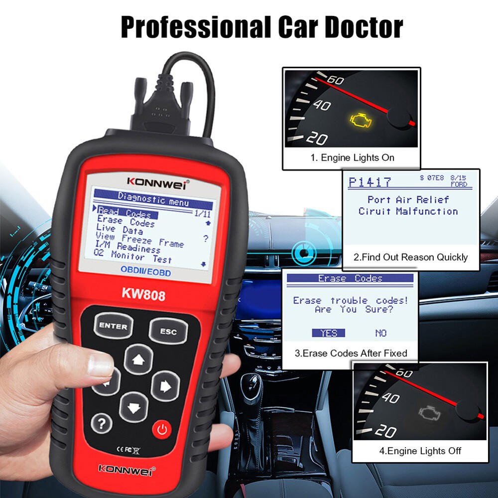 MaxiScan OBD2 EOBD Scanner MS509 KW808 Car Code Reader Tester Diagnostic Tool