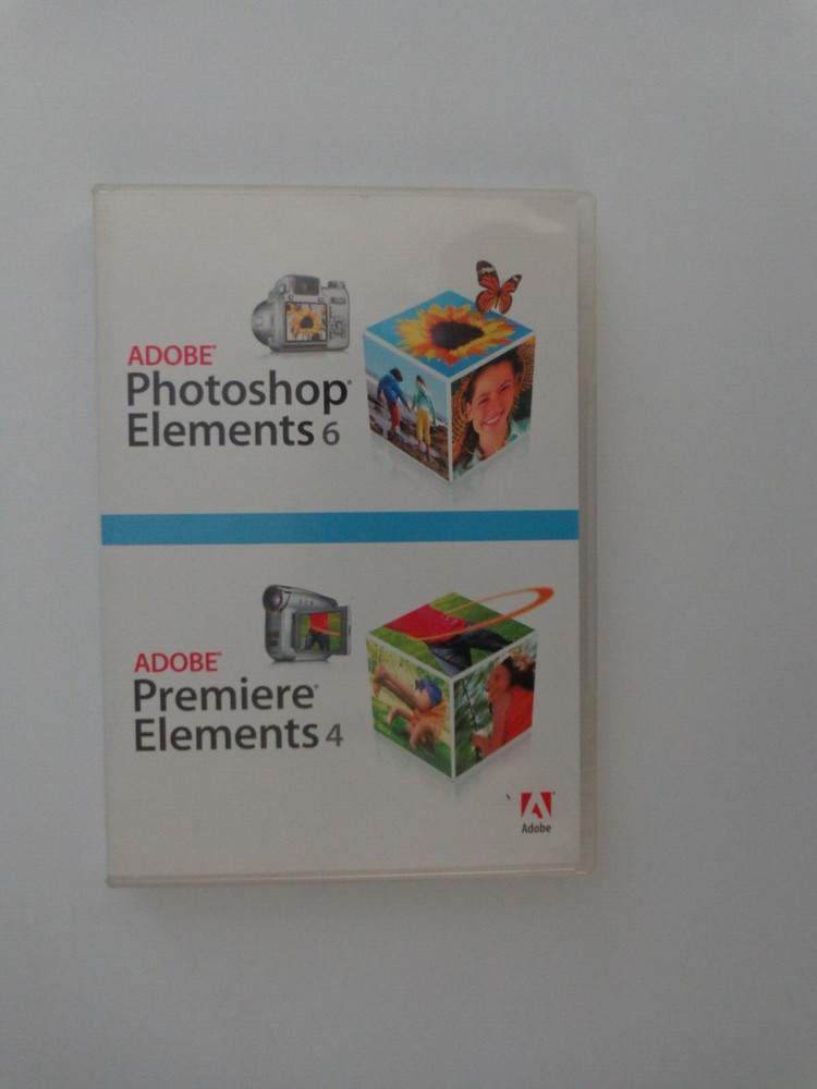 ADOBE Photoshop Elements 6 & Adobe Premiere Elements 4 (2 DISC with  SERIAL #)