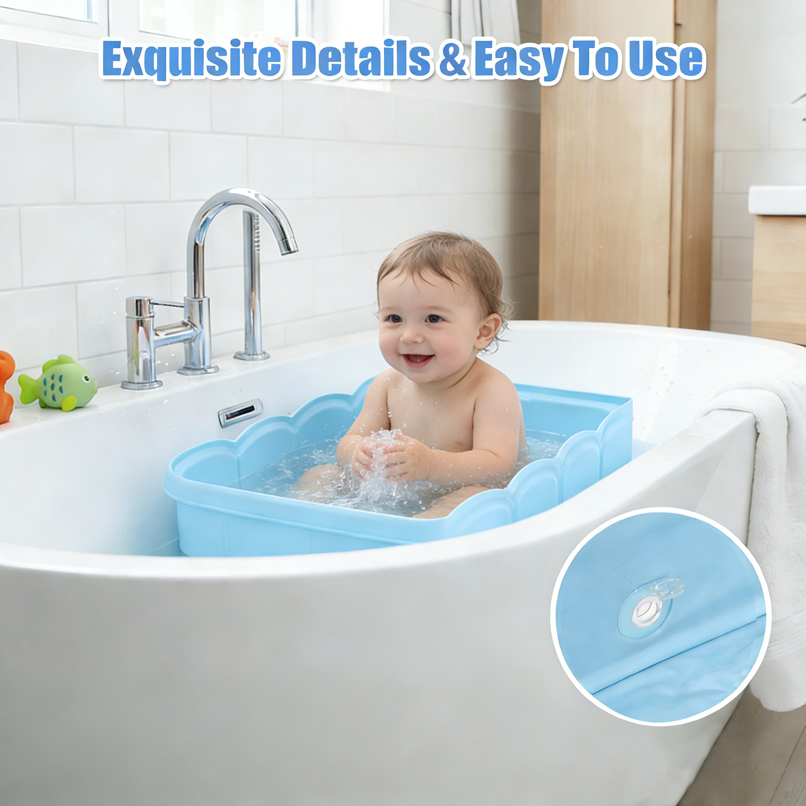 Baby Bathtub Portable Toddler Bathtub Foldable Bath Tub for Travel & Small Space