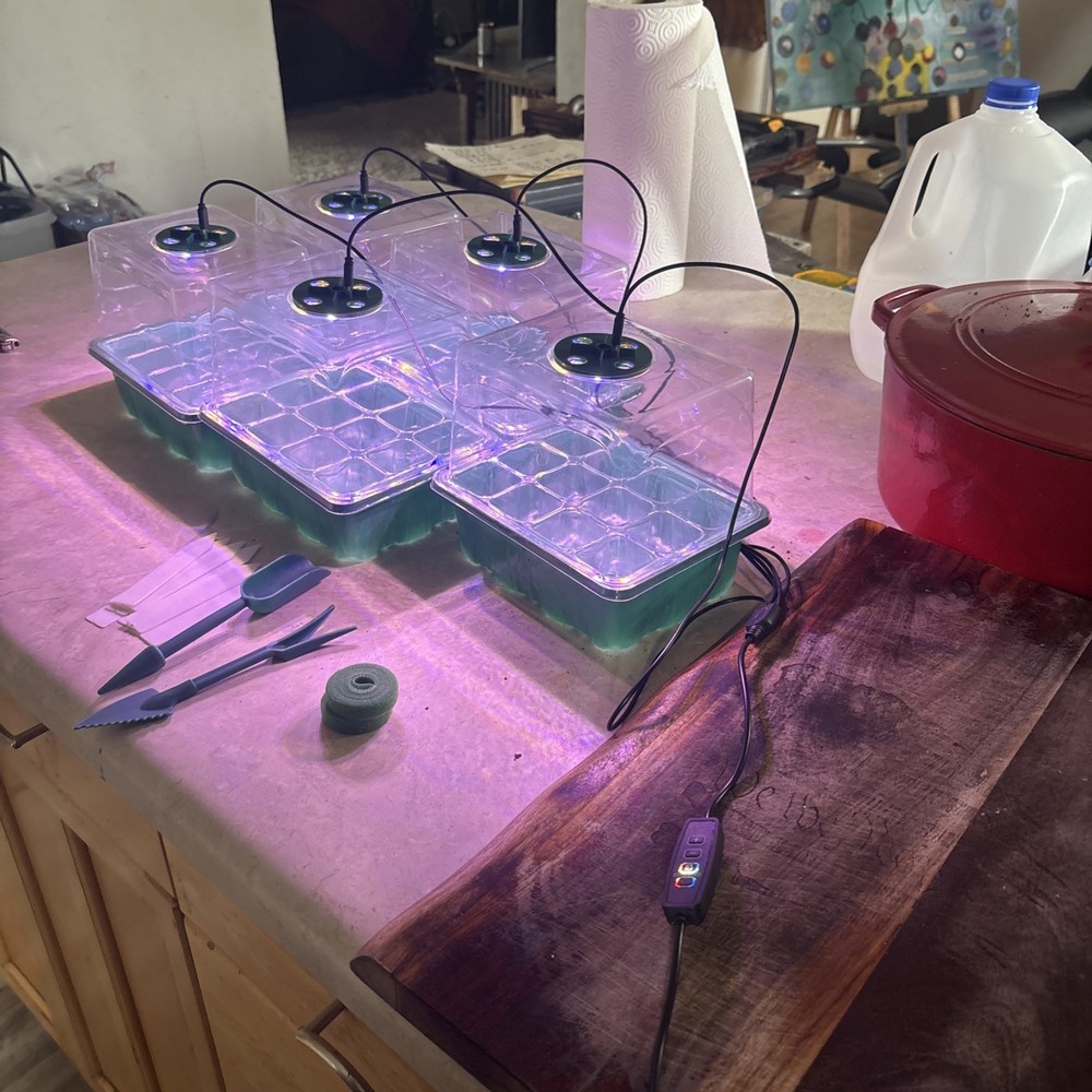 Seed Germination Kit With Dome And Led Lights, 6 domes , dimmable features!