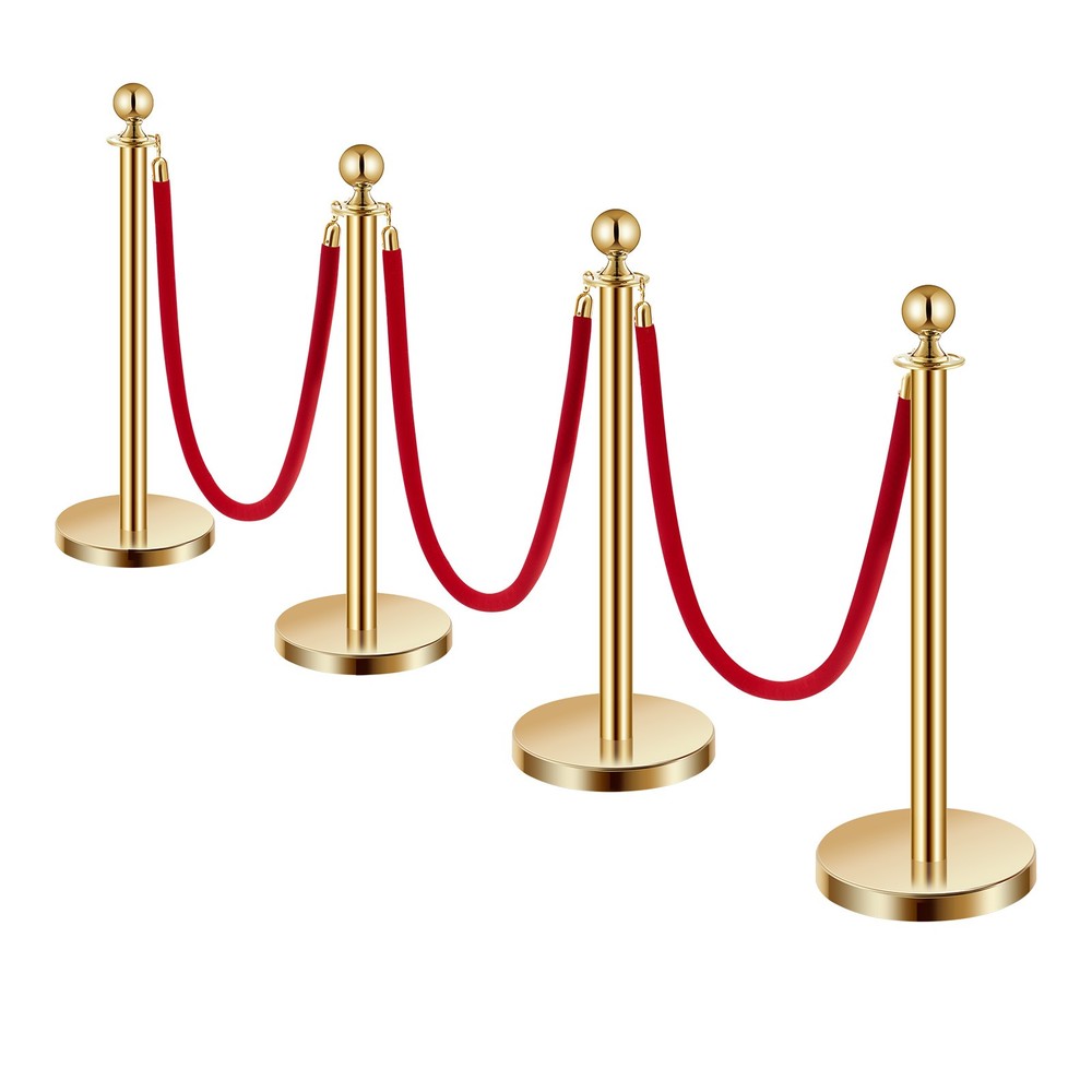 VEVOR 4Pcs Gold Stanchion Post Queue Barrier Crowd Control Sand Injection Base