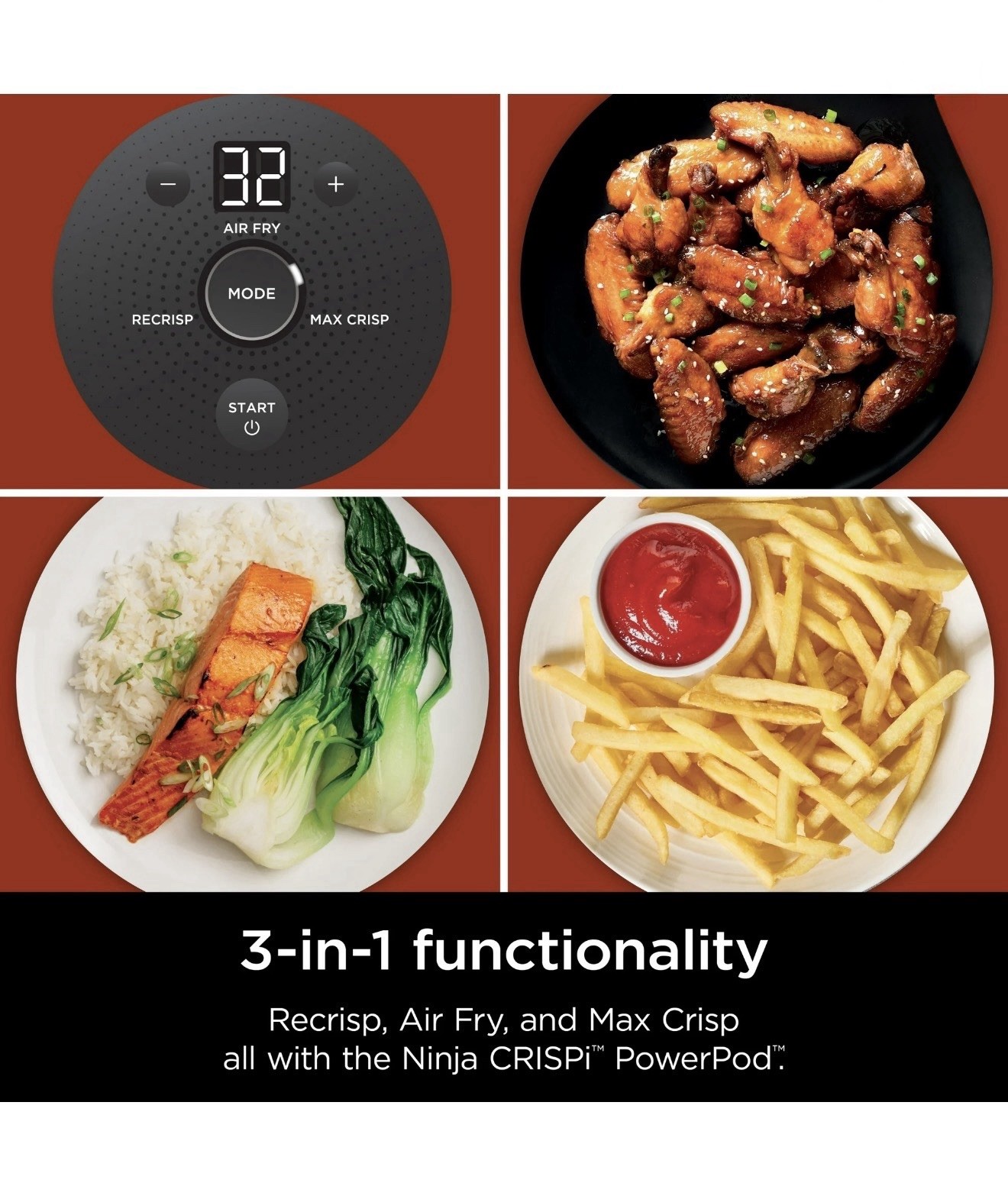 Ninja Crispi 3-in-1 Glass Air Fryer, 4-Qt Glass Container with Lid, White