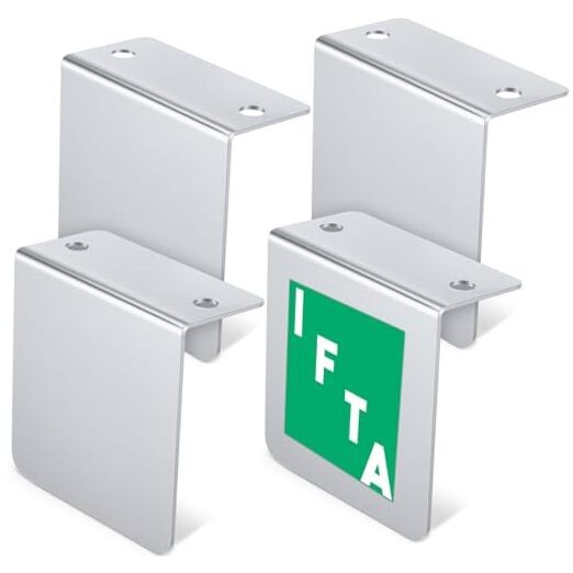 4 Pack Chrome l Bracket Universal 4" x 4" Flat Permit Panel Permit Sticker