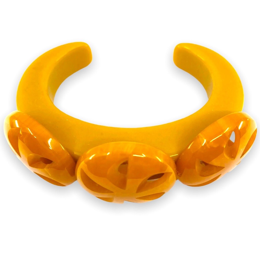 Marbled Orange & Butterscotch Bakelite Bracelet, Cuff Bangle