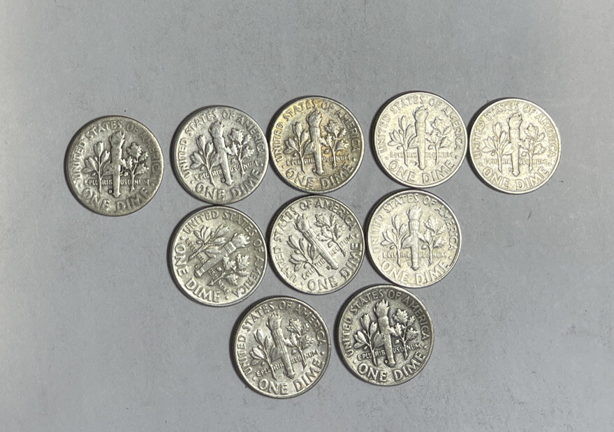 unit (10) 1946 To 1964 d Roosevelt Dime Silver