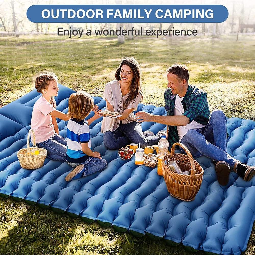 Double Sleeping Pad for Camping Self Inflating 4" Extra-Thick Camping Pad 2 Pers