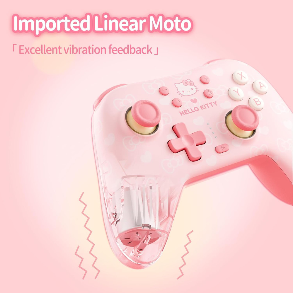 Pink Switch 2 Controller,Hello Kitty Hall Effect Controllers Wireless for Switch