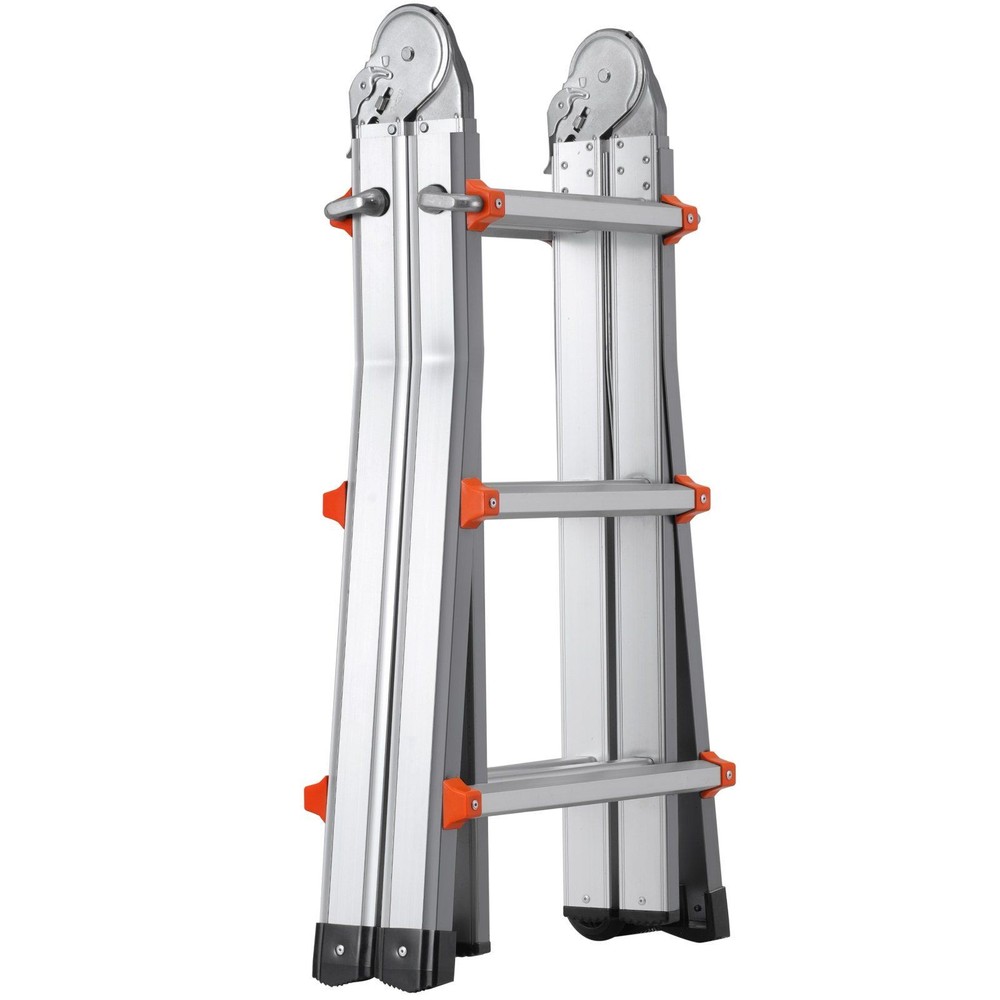 Telescoping Ladder A Frame, 11 FT Compact Aluminum Extension Ladder, Multi