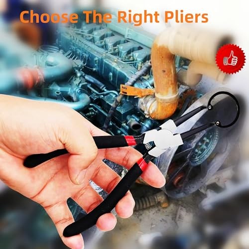 4PC 7" Snap Ring Pliers Set, Internal/External Circlip Pliers Kit with