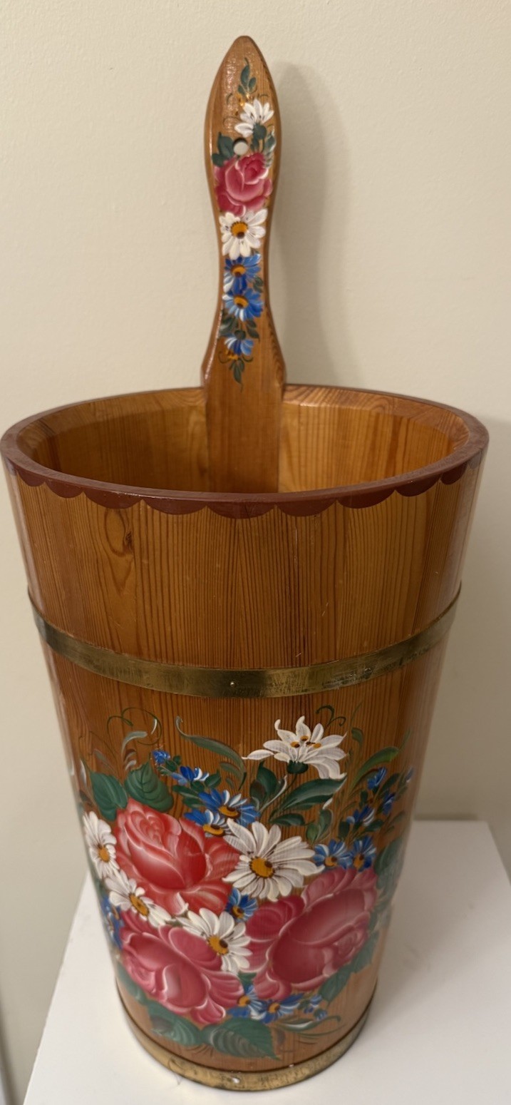 VTG Wood Umbrella Cane Plant Stand Handcrafted Painted Country Farmhouse 24"