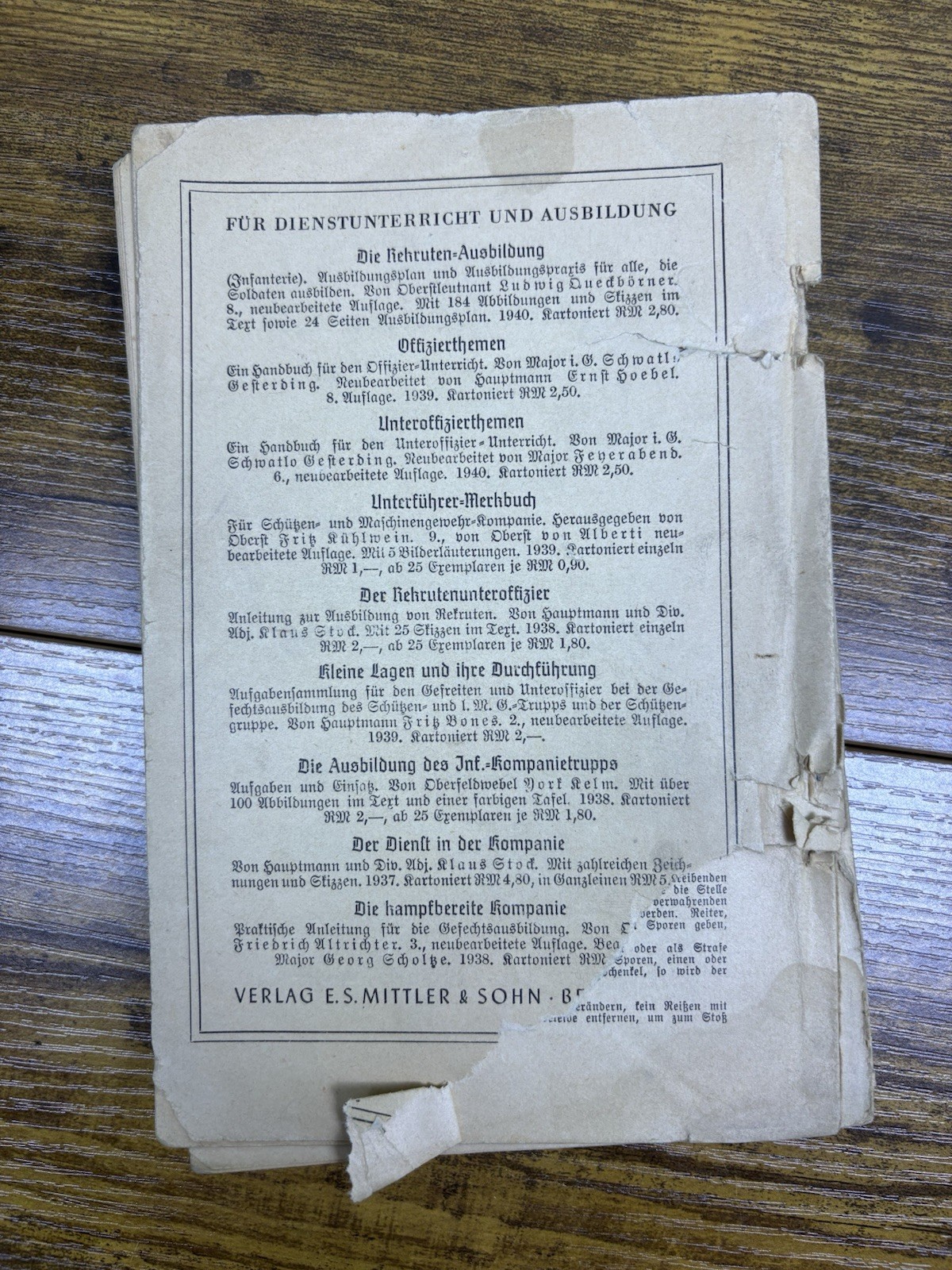 Germany Reibert The Service Instruction In The Army 1943 WW2 Schutzkompanie