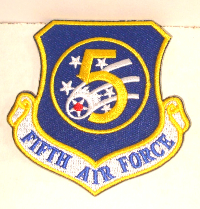 5TH  FIFTH  AIR FORCE  IRON ON PATCH  3 inch