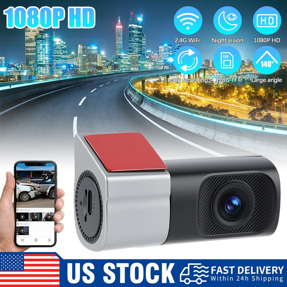 Mini WiFi Dash Cam 1080P HD Car Dashboard Camera w/ APP Control Loop Recording
