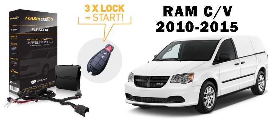 Flashlogic Remote Start for 2015 RAM C/V Minivan 6 Cyl w/Plug And Play Harness