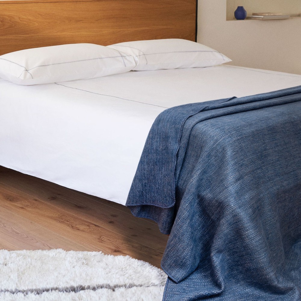 DOUBLE DENSITY ALPACA WOOL BLANKET THROW | QUEEN SIZE | SOFT&WARM – INDIGO BLUE