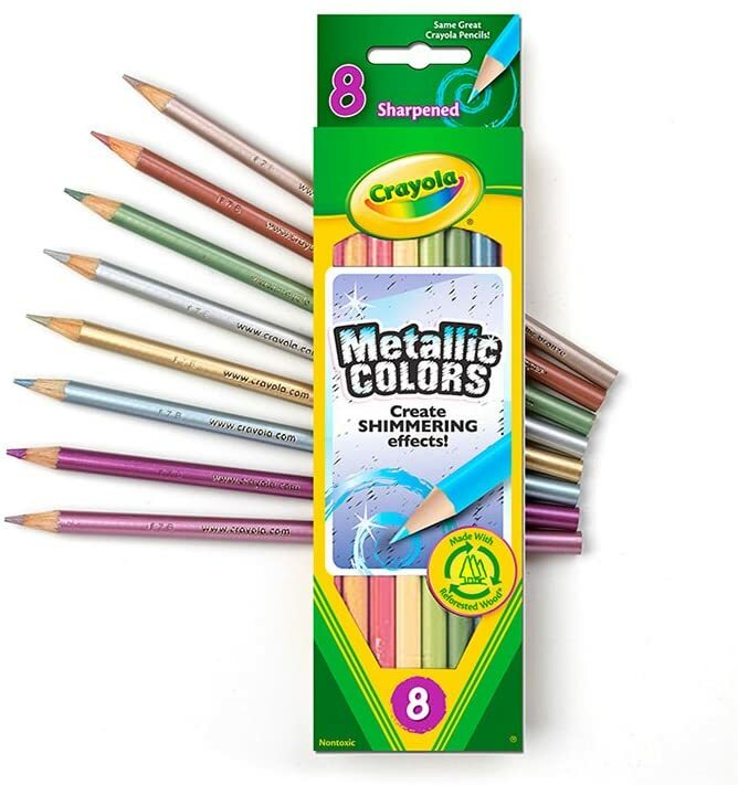 1 X Crayola Metallic Colors Colored Pencil set 8 TT 68-3708 683708