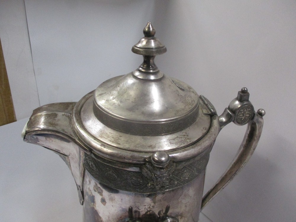 REED & BARTON SILVER PLATE TILTING TIPPING PITCHER Dated May 13, 1878