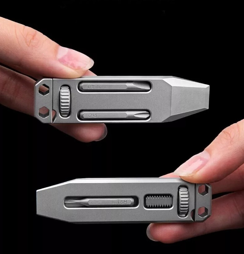 EDC Titanium Multi Tools Adjustable Wrench Pocket Pry Bar Crowbar with Bits USA