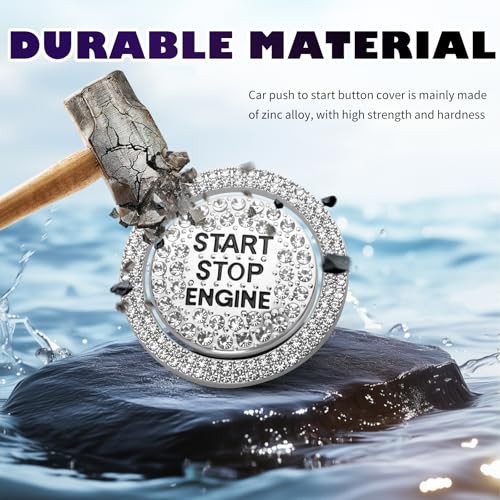 2PCS Bling Push Start Button Cover Sticker,Stylish Car Decor Push to Start
