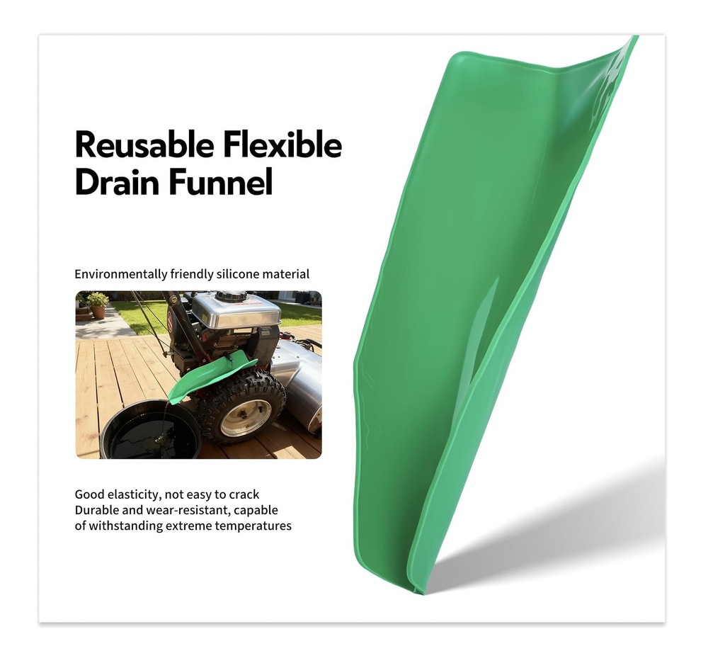 3PCS Reusable Flexible Oil Drain Funnel Form a Foldable Flex for Green