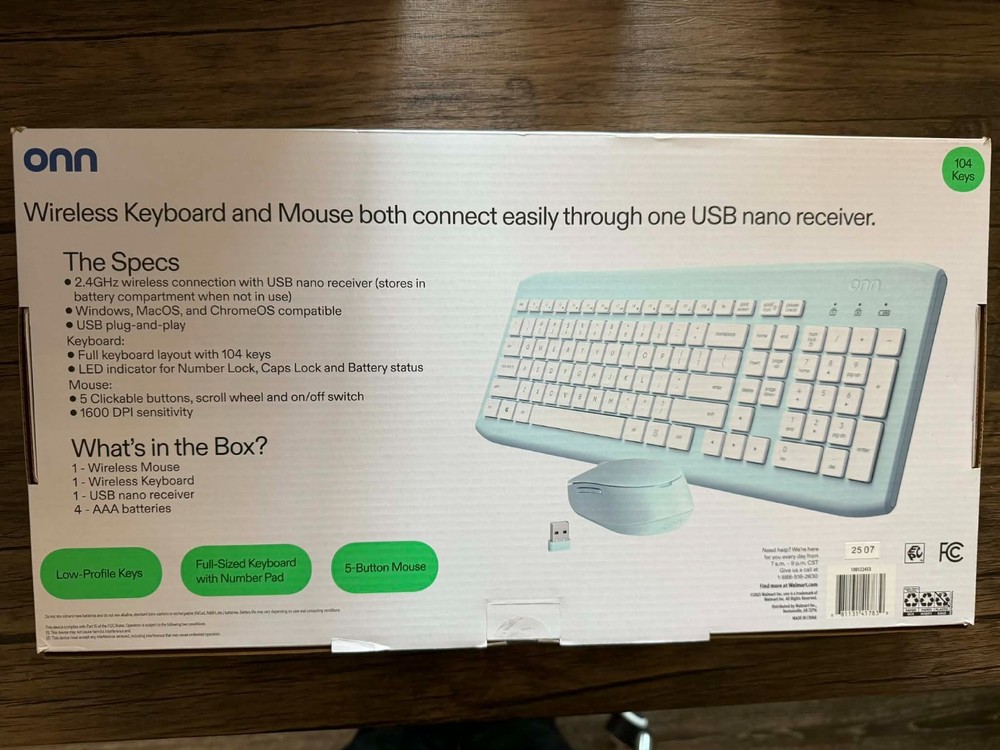 onn Wireless Keyboard & Compact Mouse Dual Connectivity 2.4GHz