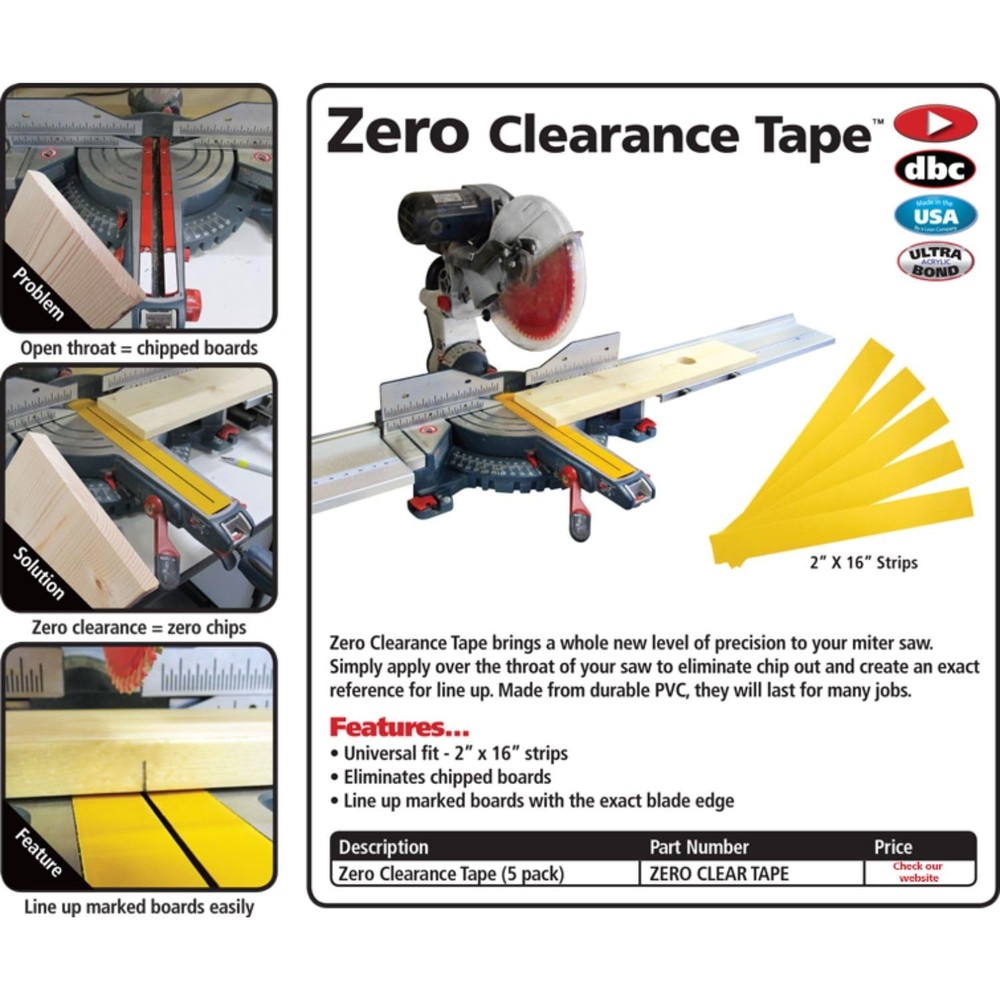 FastCap Zero Clearance Tape - Made from Durable PVC - 2inch Width x Yellow